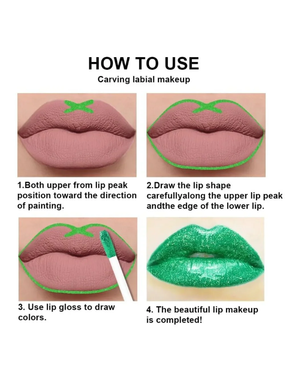 DNM 50# Green Glitter 2Pcs 24H Long-Lasting Matte Liquid Lipstick and Lip Liner